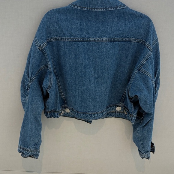 Frame Sea Level Ruched Sleeve Denim Jean Jacket - Picture 3 of 10